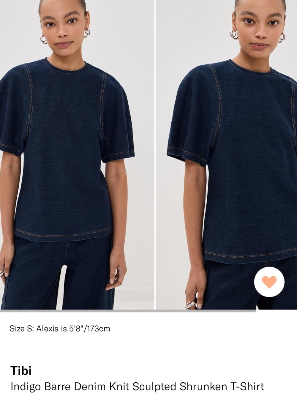 Tibi Navy Indigo Short Sleeve Knit Tee